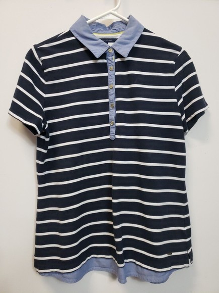 Tommy Hilfiger Women's Layered-Look Top navy white sz Lg polo Pullover - Picture 1 of 7